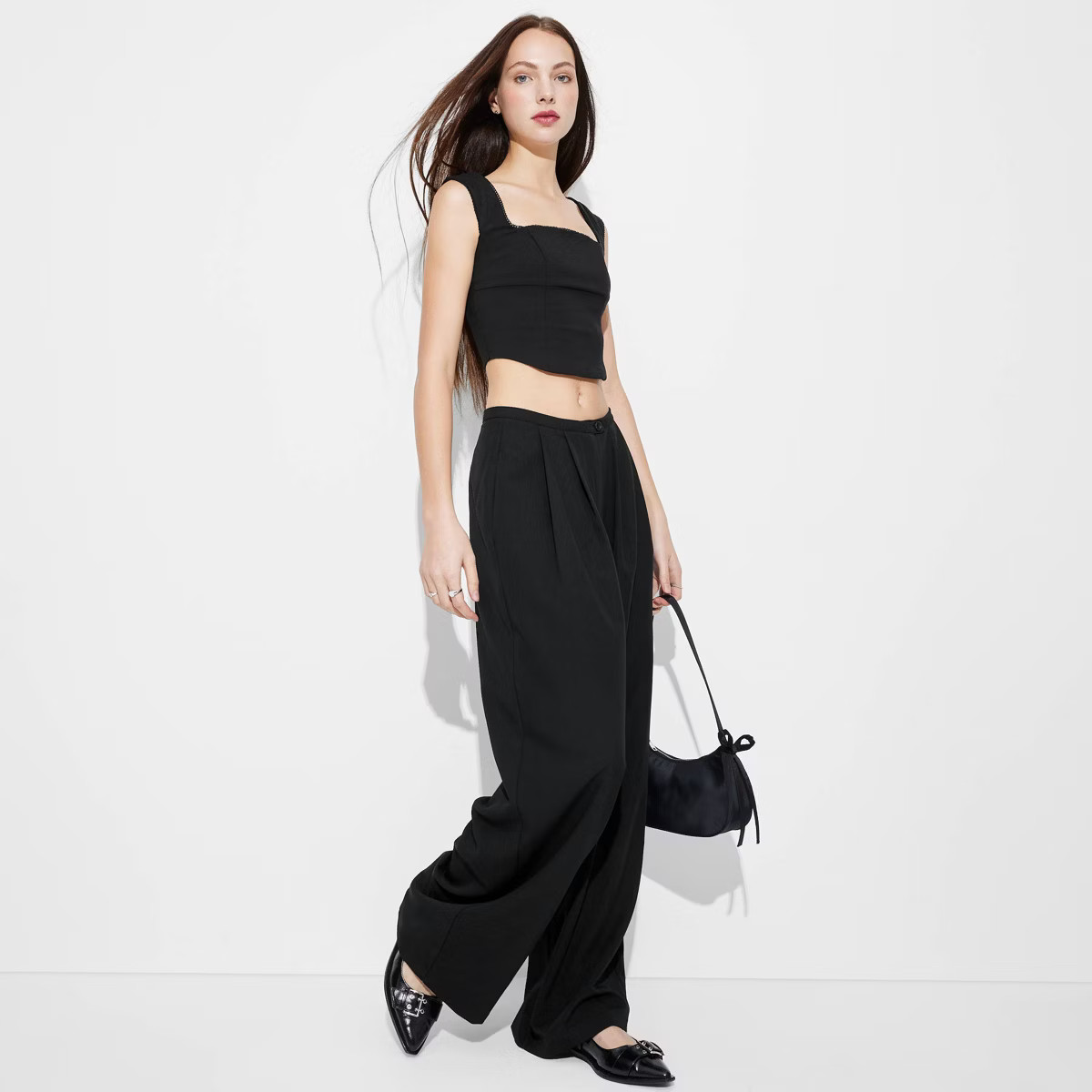 Women's Low-Rise Wide Leg Trousers - Wild Fable™ Black M | Target