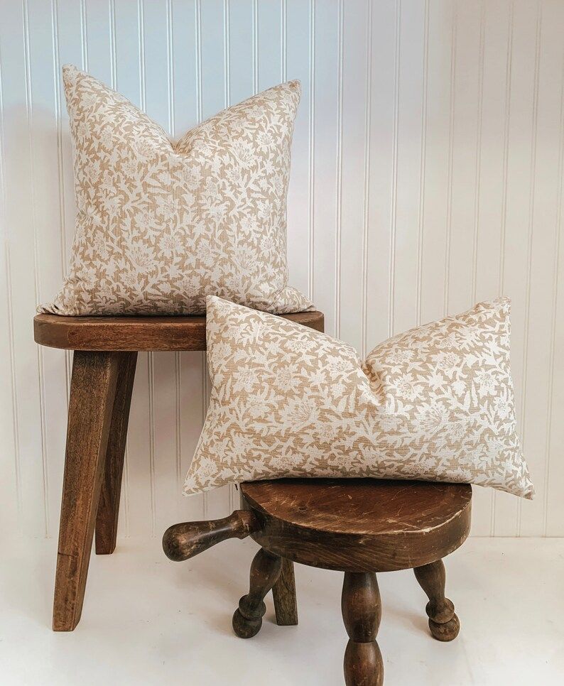 Pillow Cover // textured floral textile, cozy neutral. | Etsy (US)