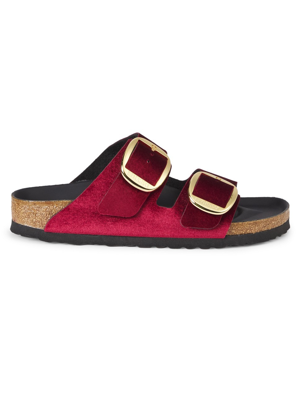 Women's Arizona Big Buckle Velvet Sandals - Maroon - Size 8 | Saks Fifth Avenue