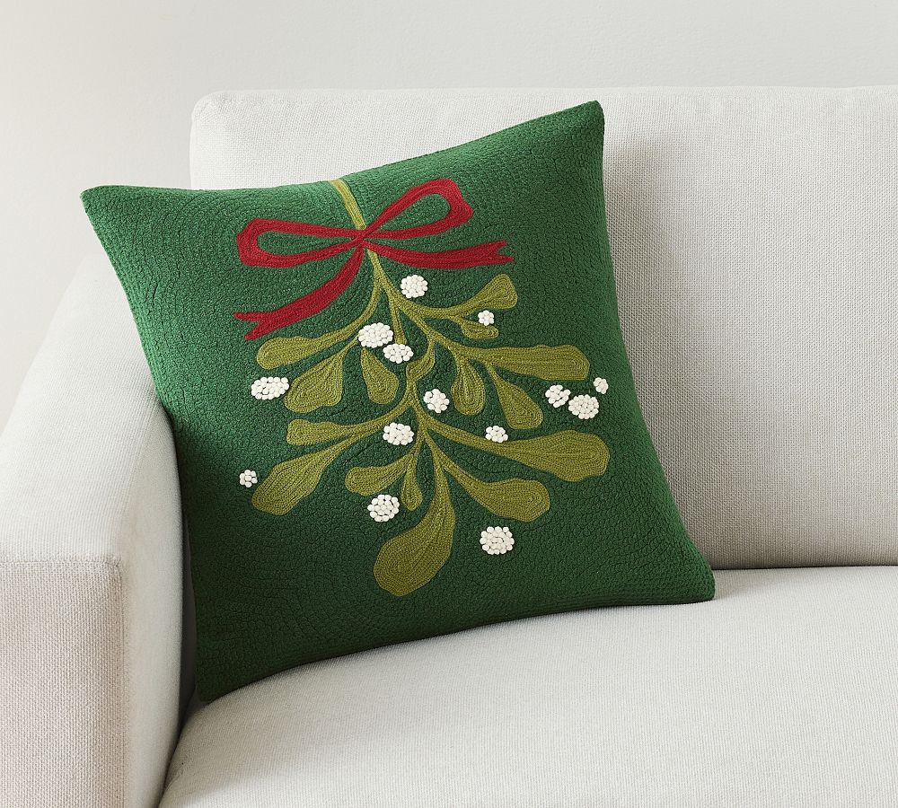 Mistletoe Crewel Pillow | Pottery Barn (US)
