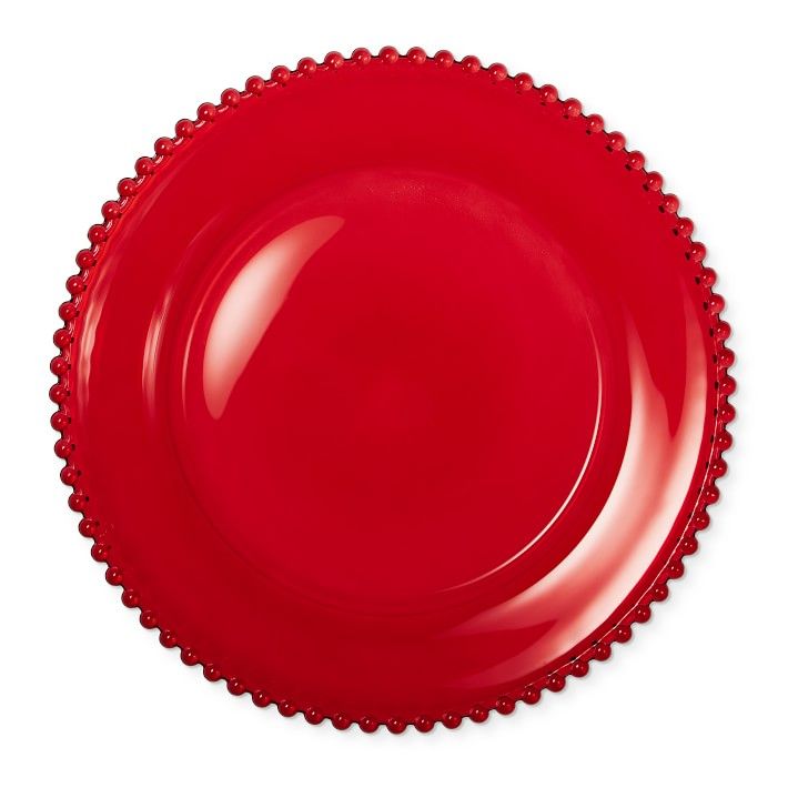 Red Beaded Edge Glass Chargers | Williams-Sonoma