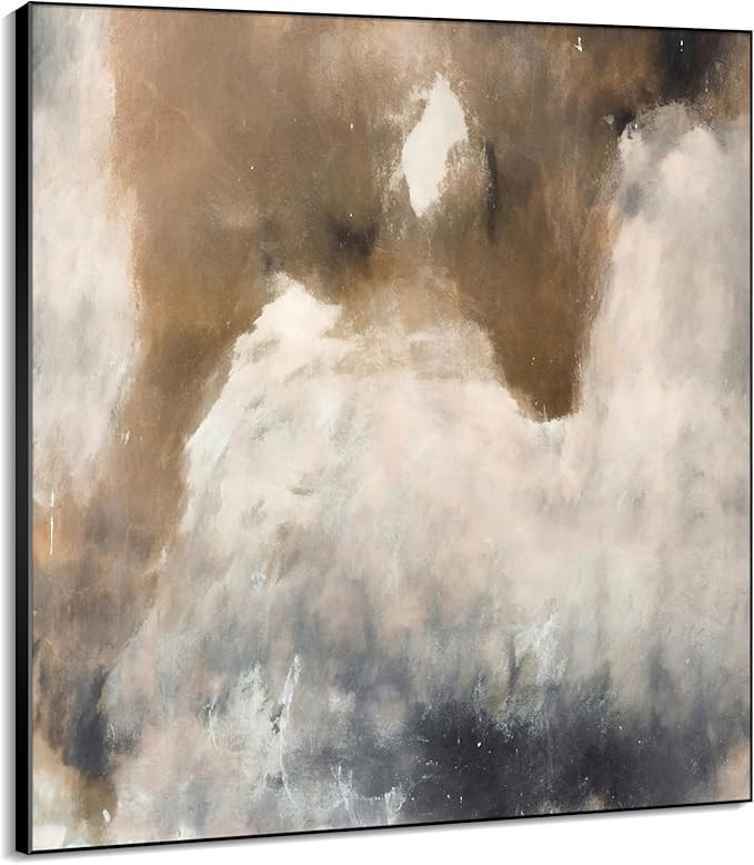 72"x72" XL Framed Wall Art - Rustic Faded White and Brown Abstract Texture (Frame Assembly Requir... | Amazon (US)