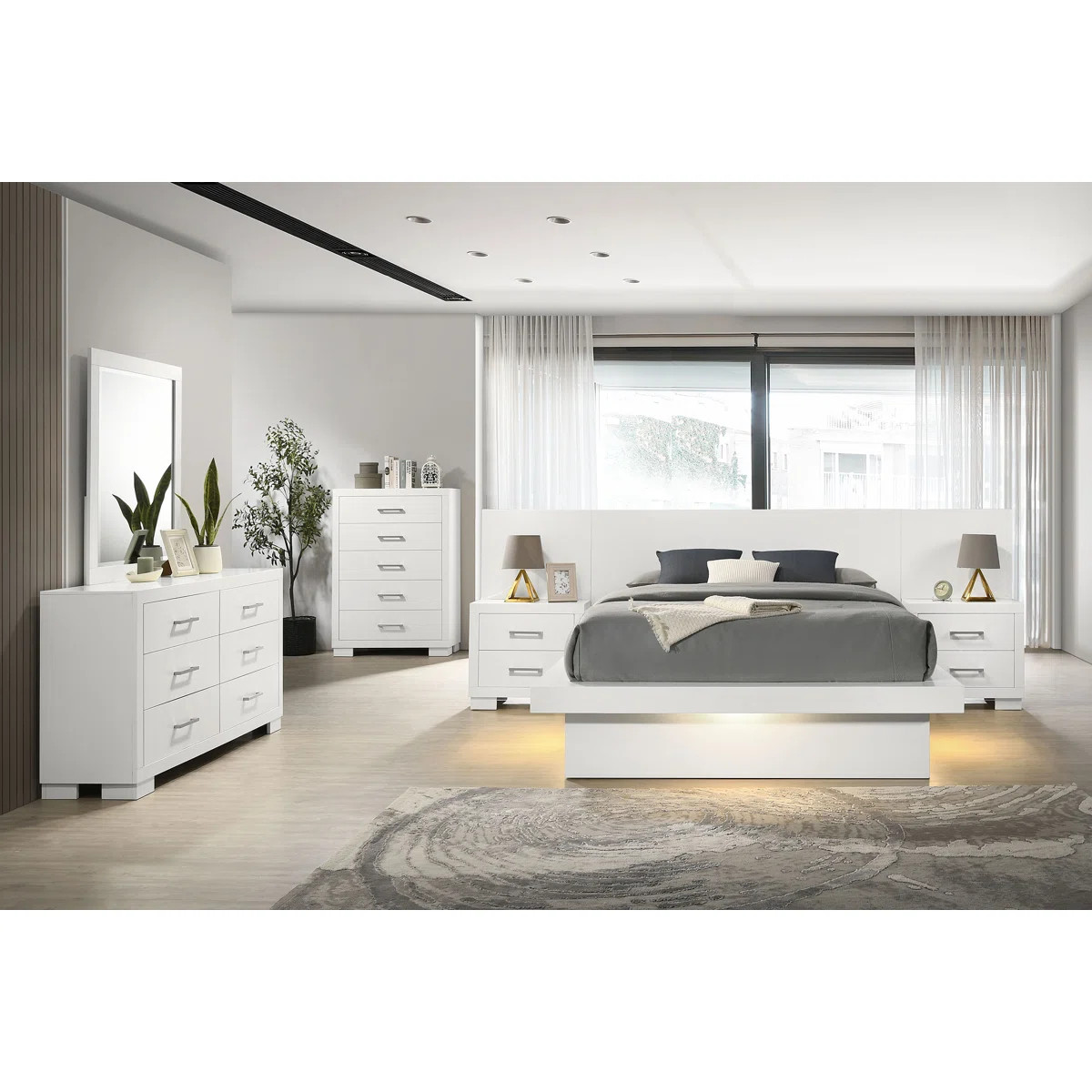 Syler 6-piece Eastern King LED Bedroom Set Snow White | Wayfair North America