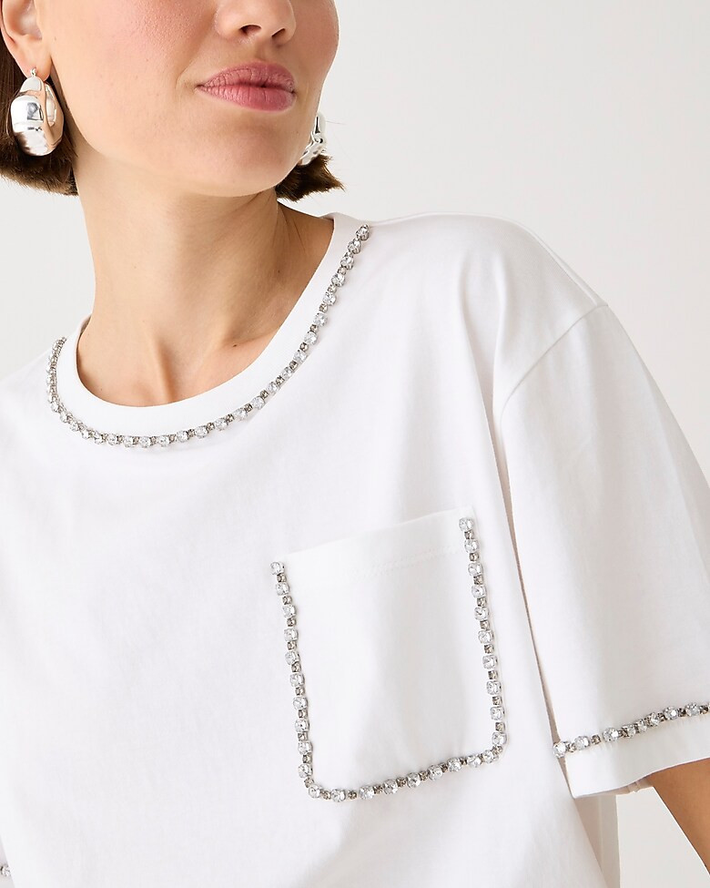 Cropped embellished pocket T-shirt | J. Crew US