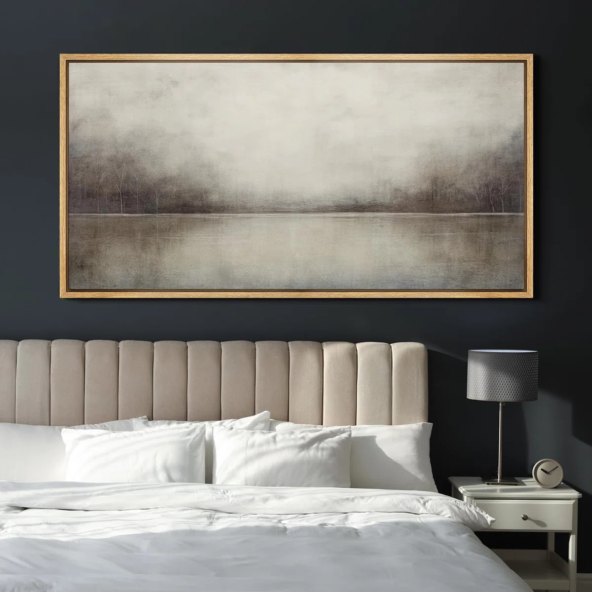Minimal Landscape Tranquil Neutral Abstract Landscape Retro Moody Extra Large Framed Art Home Dec... | Wayfair North America
