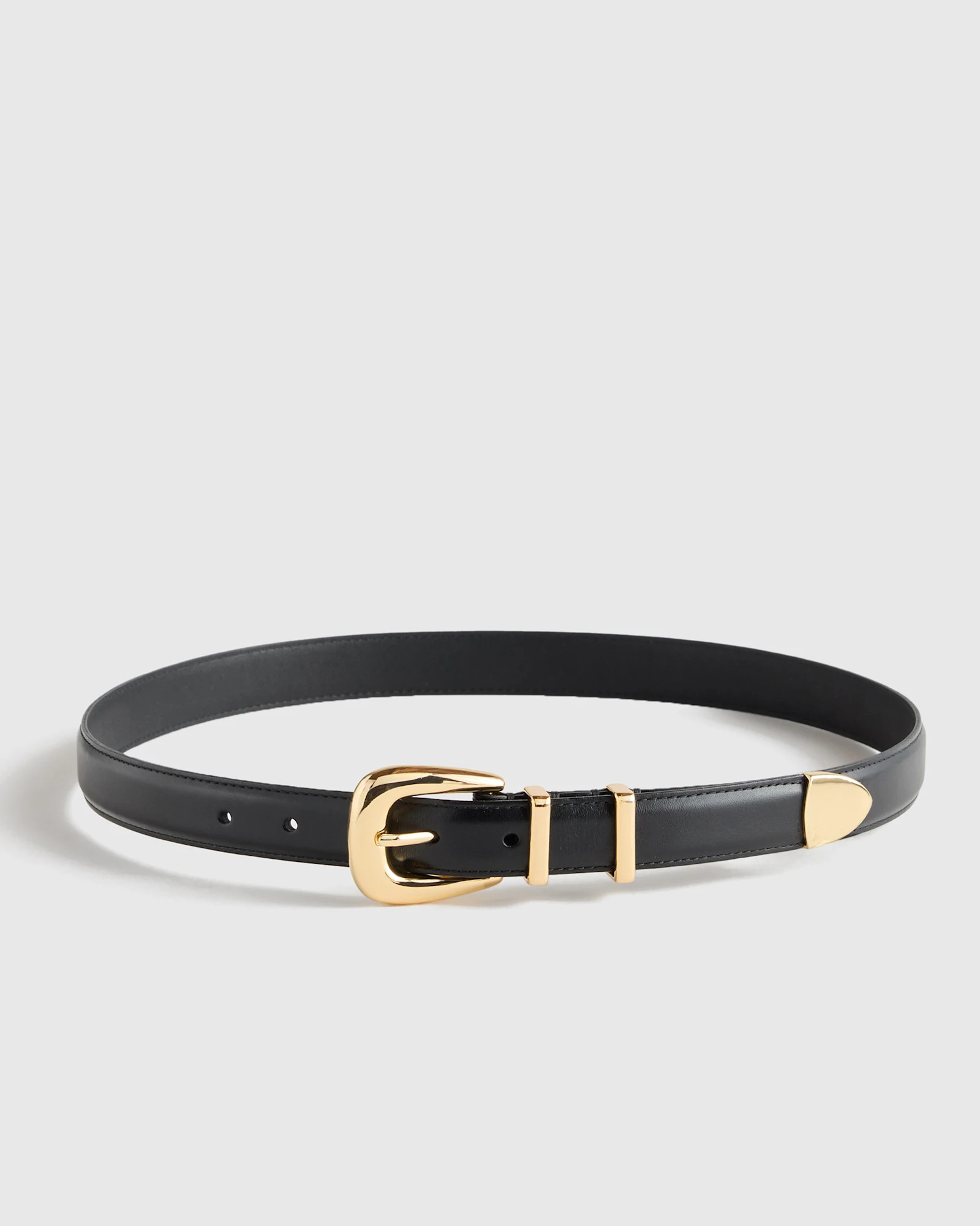 Quince | Italian Leather Braided Key Ring in Black/Gold | Quince