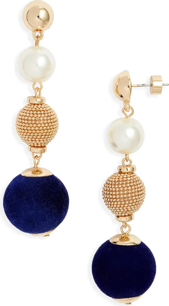 Orb Velvet & Faux Pearl Drop Earrings | Nordstrom