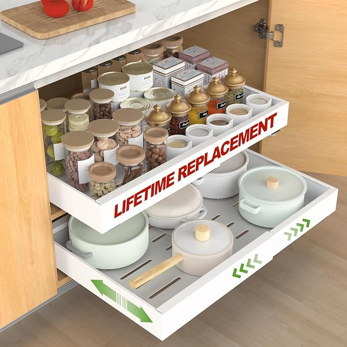 ANTOWIN 1Pack Expandable Pull Out Cabinet Organizer 21" Deep (12.2"-20.5" Width), Slide Out Drawe... | Amazon (US)