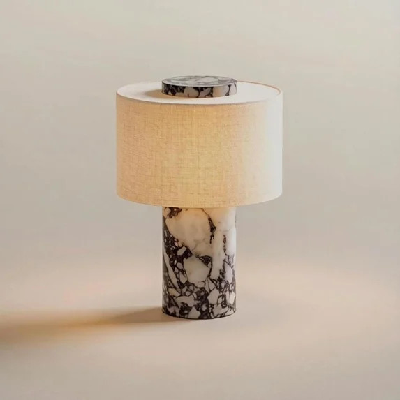 Sttlejura Marble Table Lamp, Rechargeable Touch Stone Lamp With Linen Shade for Bedroom Bedside C... | Walmart (US)