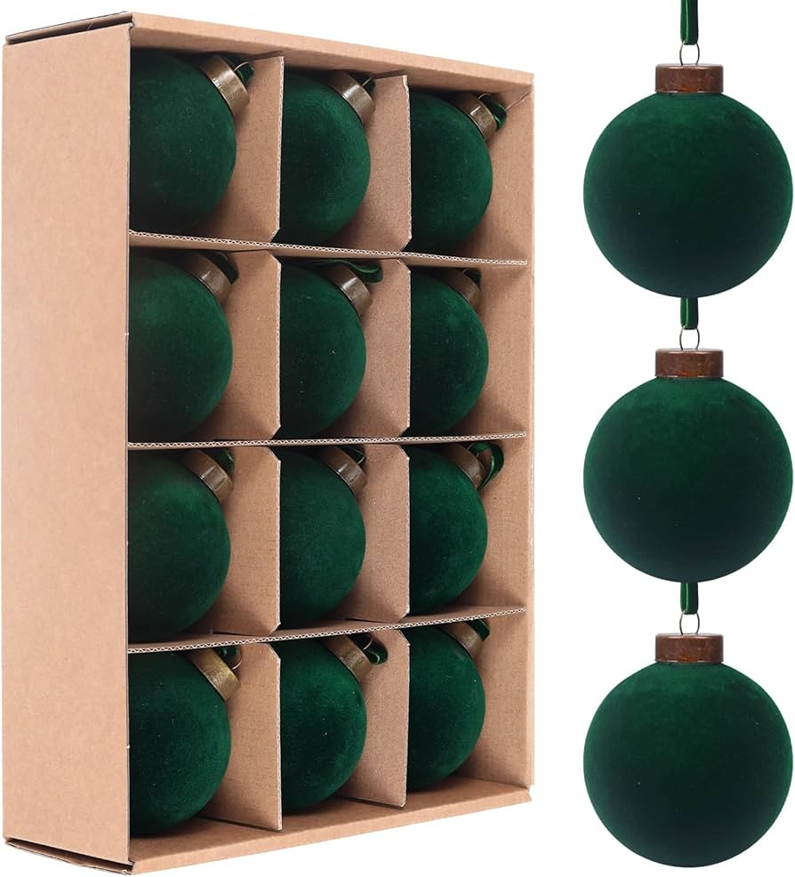12 Pcs Velvet Christmas Balls Bulk Shatterproof Plastic Christmas Tree Decorations for Decorative... | Amazon (CA)