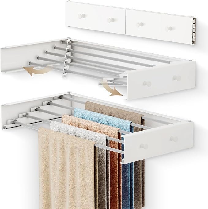 Drying Rack Clothing Upgrade,Clothes Drying Rack Wall Mounted,Laundry Drying Rack Wall Mount,Fold... | Amazon (US)