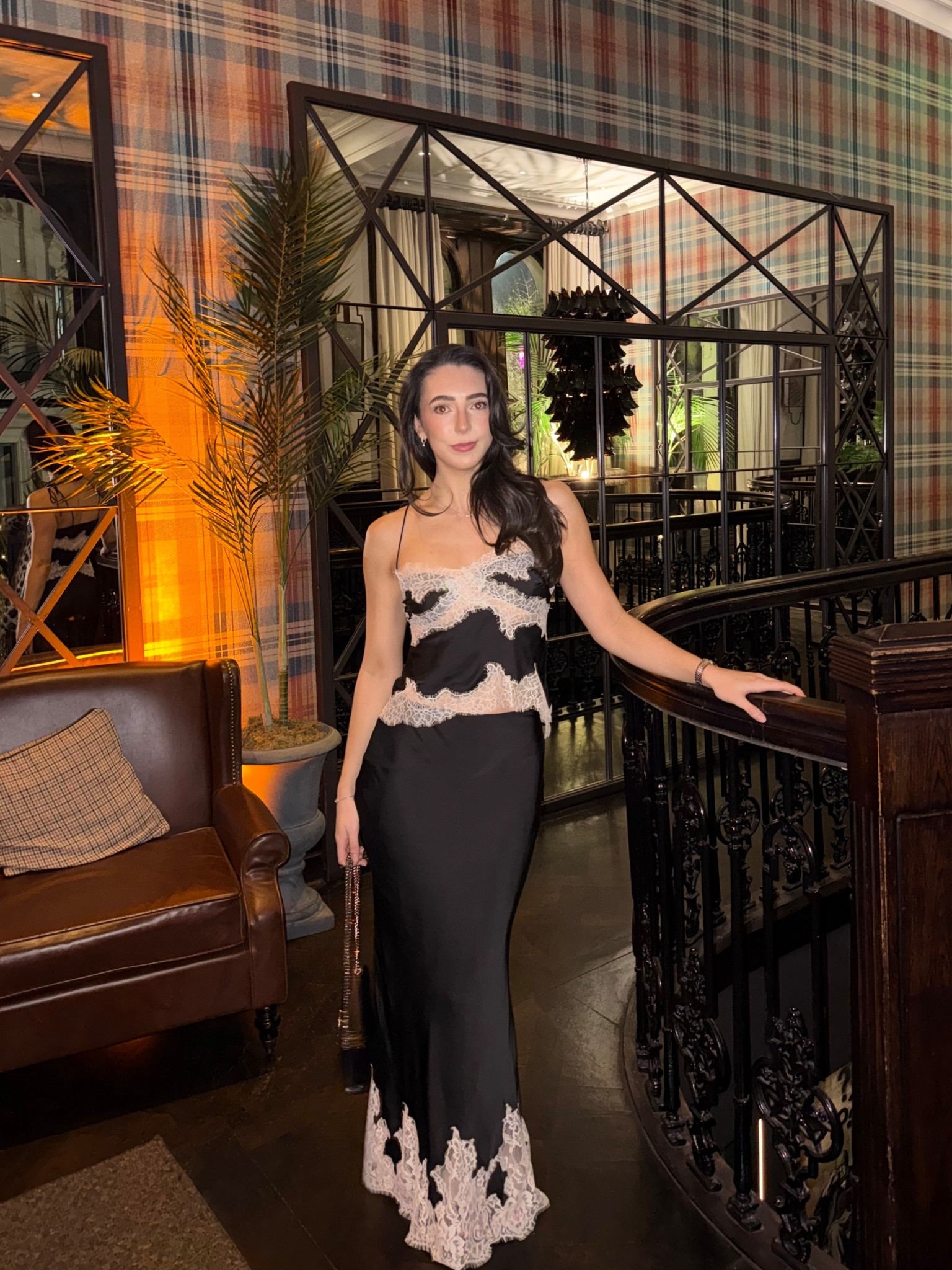 What I wore for dinner with Rayban Meta 🖤 co ord comes up true to size - I wear size small in the top and skirt! Lace satin skirt, black satin skirt, date night outfit, Meshki, spring outfits 

#LTKTall #LTKootd #LTKSeasonal