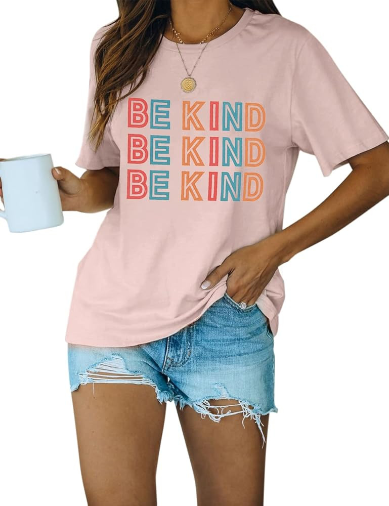 Blooming Jelly Womens Be Kind Shirt Short Sleeve Graphic Tees Loose Fit Tshirts Cute Casual Summe... | Amazon (US)