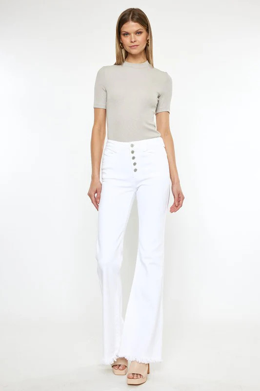 High Rise White Flare Jeans 1/24 | Casual Chic Boutique