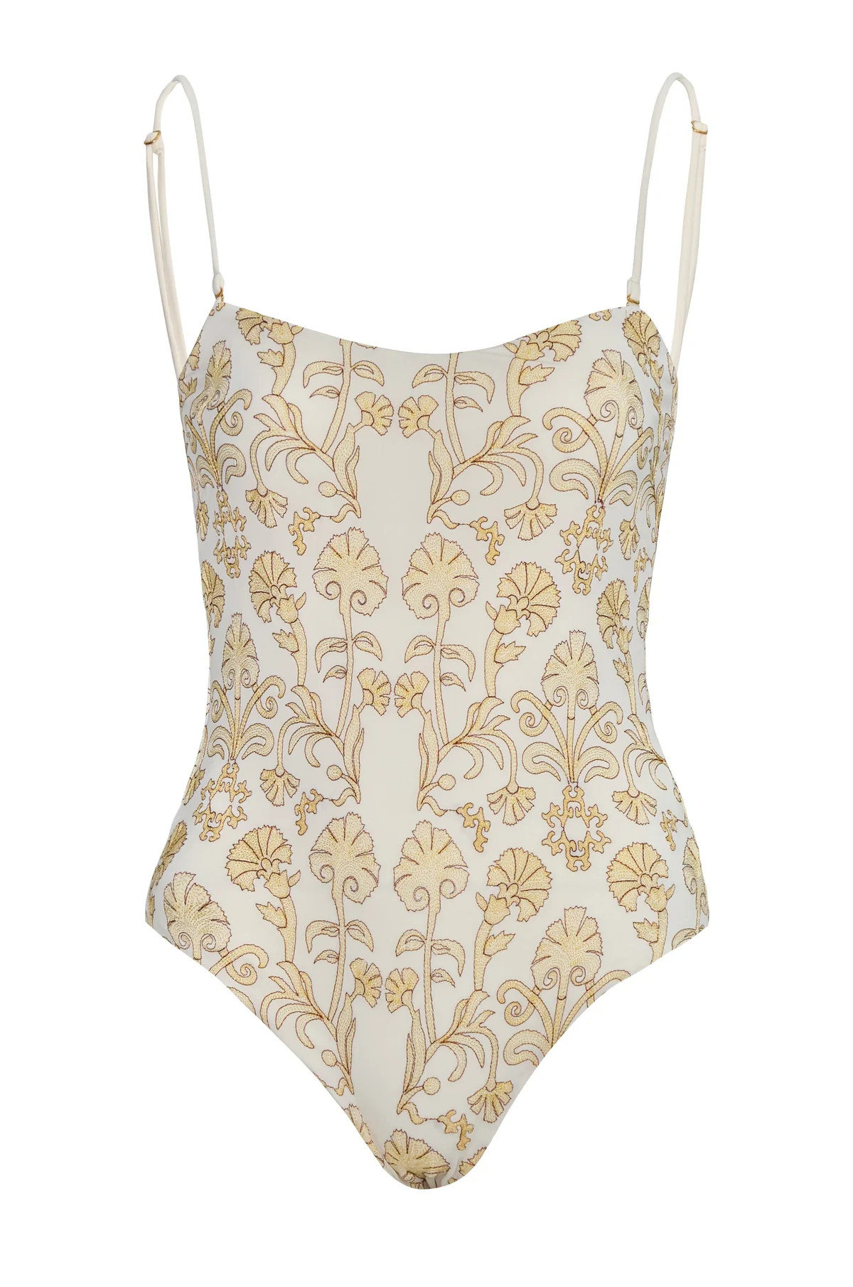 Esteros Embroidered One Piece in Yellow Flowers &Ivory | Over The Moon