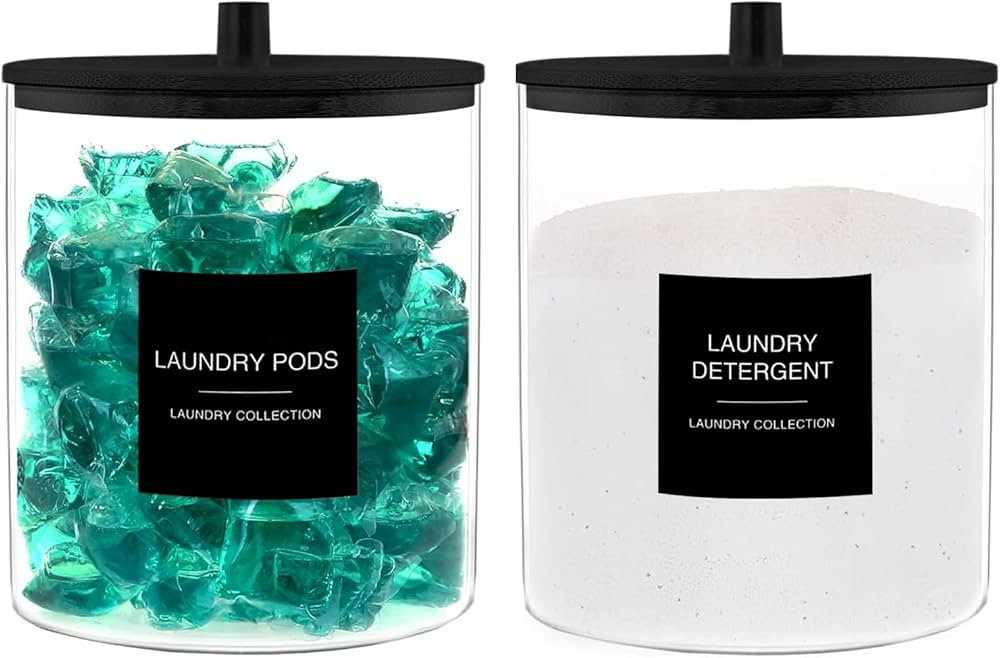 TIPGO Glass Jars for Laundry Room Organization, Laundry Pods Container with 27 Labels, Detergent ... | Amazon (US)
