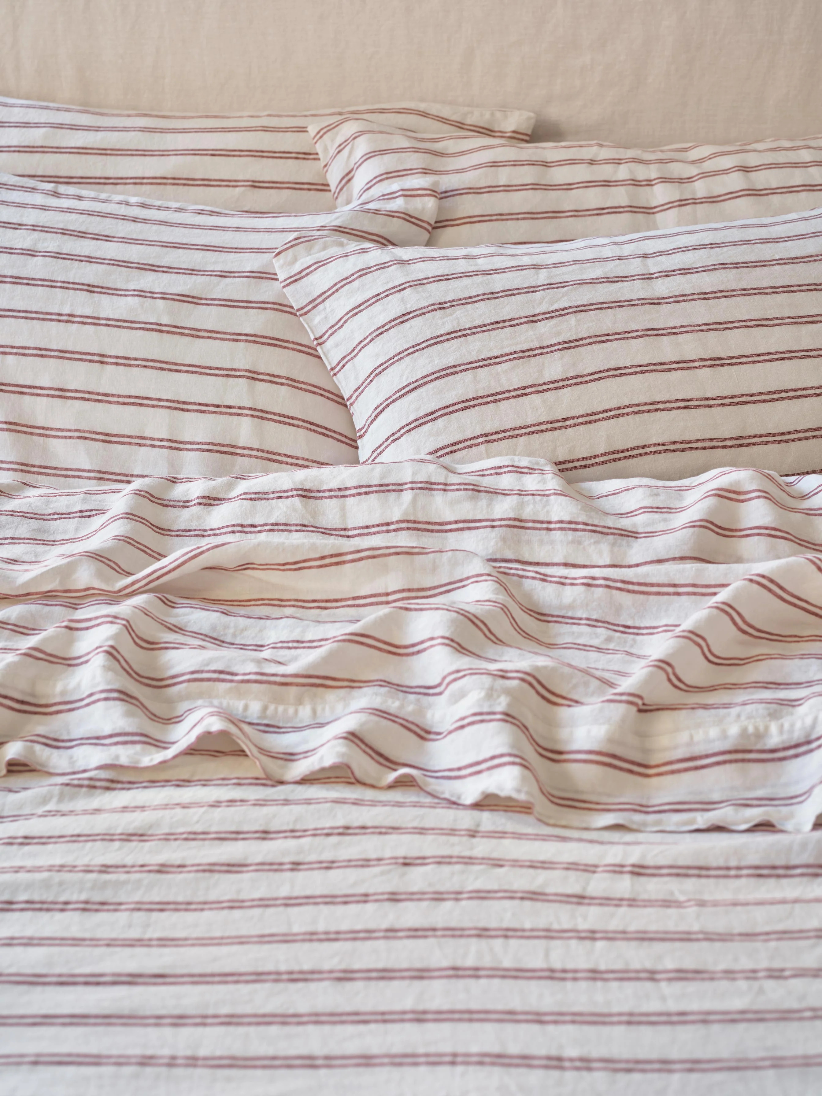 Rhubarb Kemptown Stripe Linen Blend Pillowcase (Pair) | Piglet