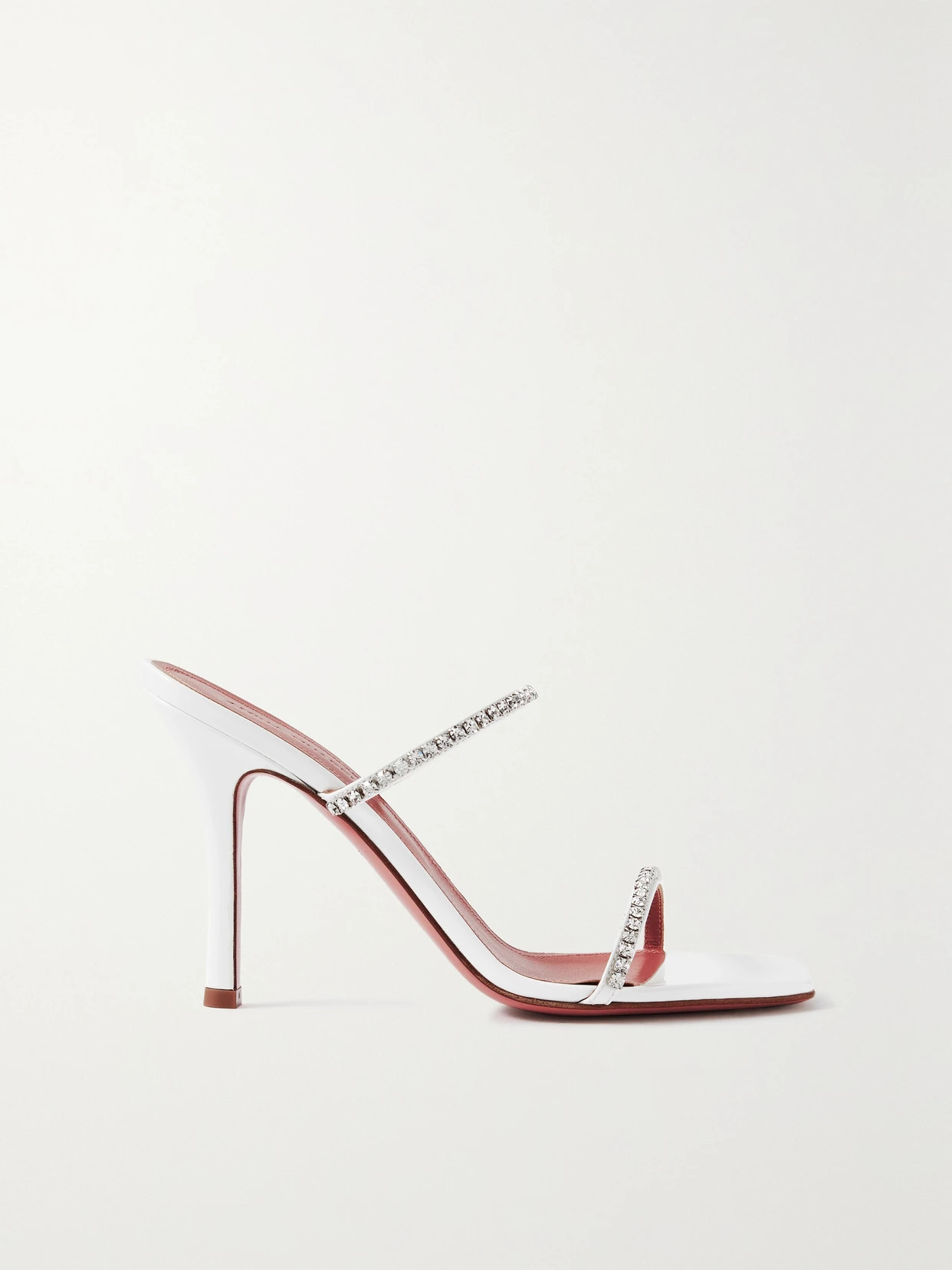 Amina Muaddi - Gilda Crystal-embellished Patent-leather Mules - White | NET-A-PORTER (US)