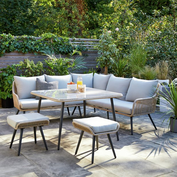 Habitat Malta 6 Seater Garden Corner Sofa Set - Natural | argos.co.uk
