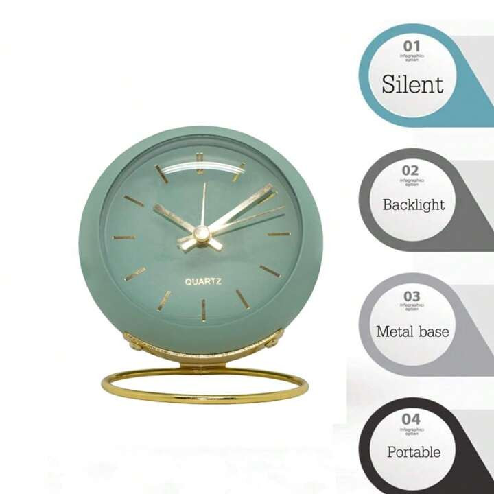 1pc Small Silent Table Clocks,Classic Non-Ticking Nordic Simple Square Digital Desk Clock,Metal A... | SHEIN