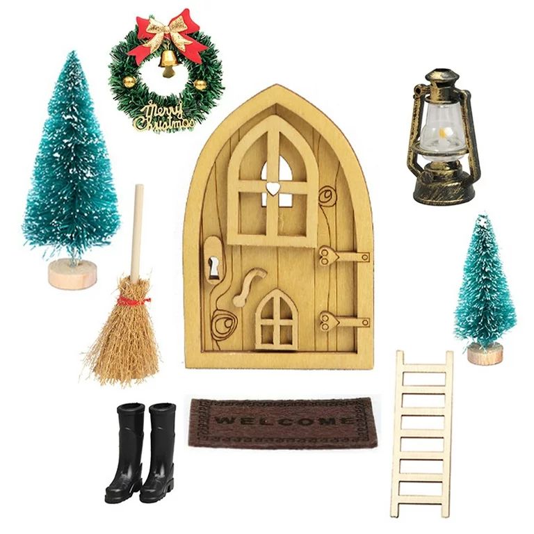 Sarkoyar 9 Pcs 1/12 Scale Dollhouse Ornaments Christmas Magic Wooden Miniature Fairy Doors Festiv... | Walmart (US)