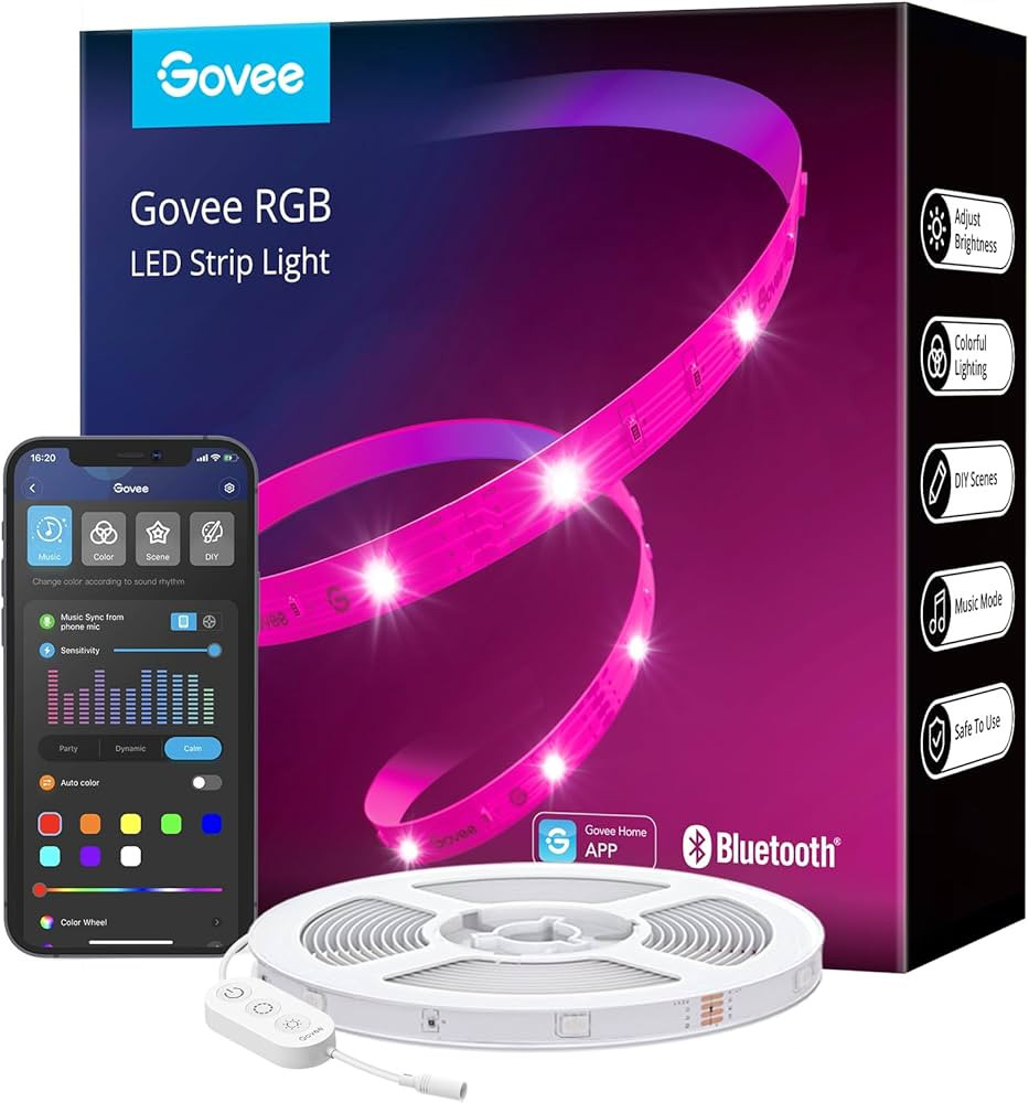 Govee RGB LED Strip Lights, 65.6ft Bluetooth LED Lights with App Control, 64 Scenes and Music Syn... | Amazon (US)