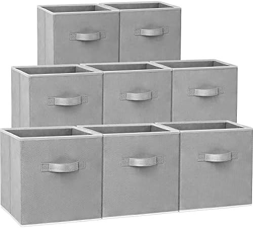 Storage Cubes, 11 Inch Cube Storage Bins (Set of 8), Fabric Collapsible Storage Bins with Dual Ha... | Amazon (US)