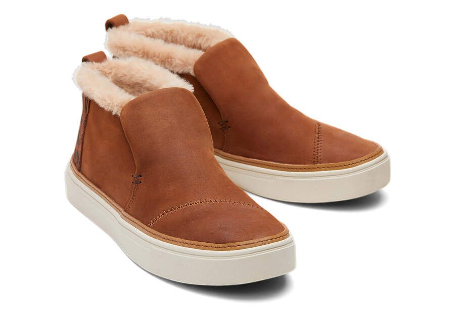 Paxton Slip On Brown Leather Faux Fur Sneaker | TOMS | TOMS (US)