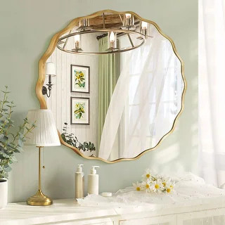 Aluminum Alloy Framed Wavy Round Wall Mirror - Bed Bath & Beyond - 42209272 | Bed Bath & Beyond