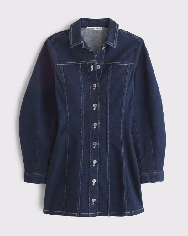 Barrel Sleeve Denim Shirt Dress | Abercrombie & Fitch (US)