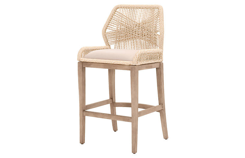 Easton Rope Barstool, Sand/Light Gray | One Kings Lane