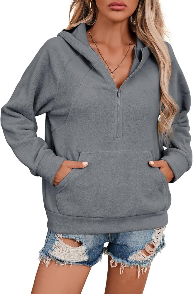 SHEWIN Womens Hoodies Casual Quarter Zip Pullover Hoodie Fleece Oversized Sweatshirt Fall Outfits... | Amazon (US)