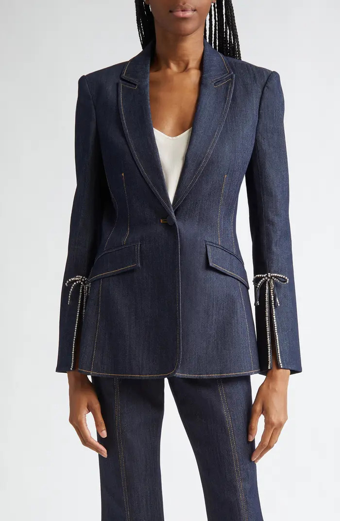 Cinq à Sept Cheyenne Rhinestone Bow Denim Blazer | Nordstromrack | Nordstrom Rack
