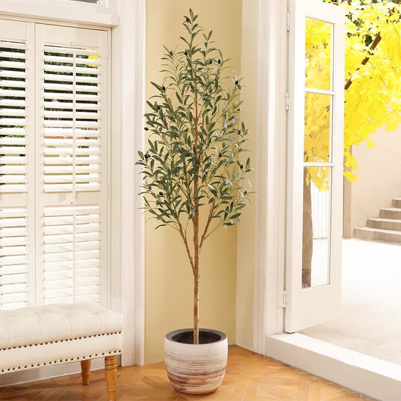 DR.Planzen Exquisite Olive Tree 6 ft Indoor Outdoor Artificial, Tall Faux Olive Tree in Black Pla... | Walmart (US)