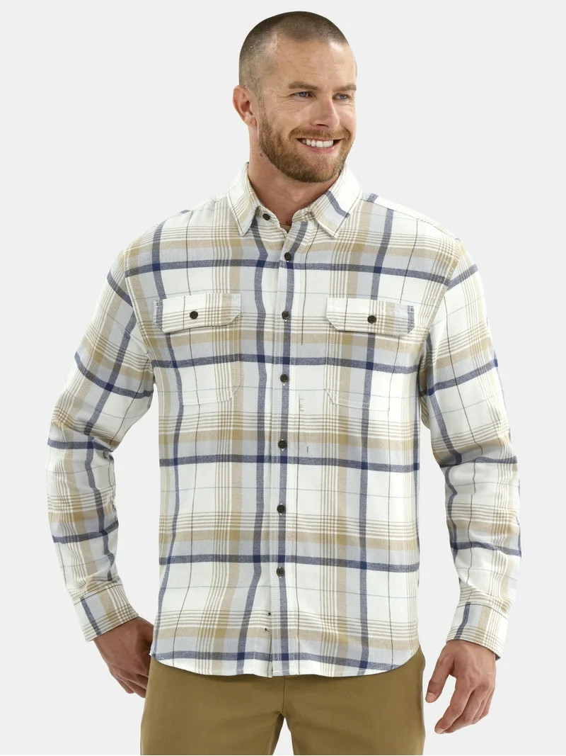 George Men's and Big Men's Double Pocket Flannel Shirt, Sizes XS-3XLT | Walmart (US)
