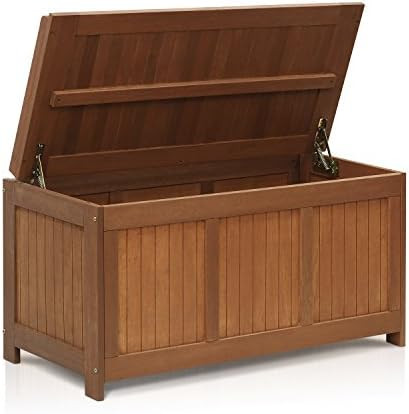 Furinno FG17685 Tioman Outdoor Patio Furniture Hardwood Deck Box in Teak Oil, Natural | Amazon (US)