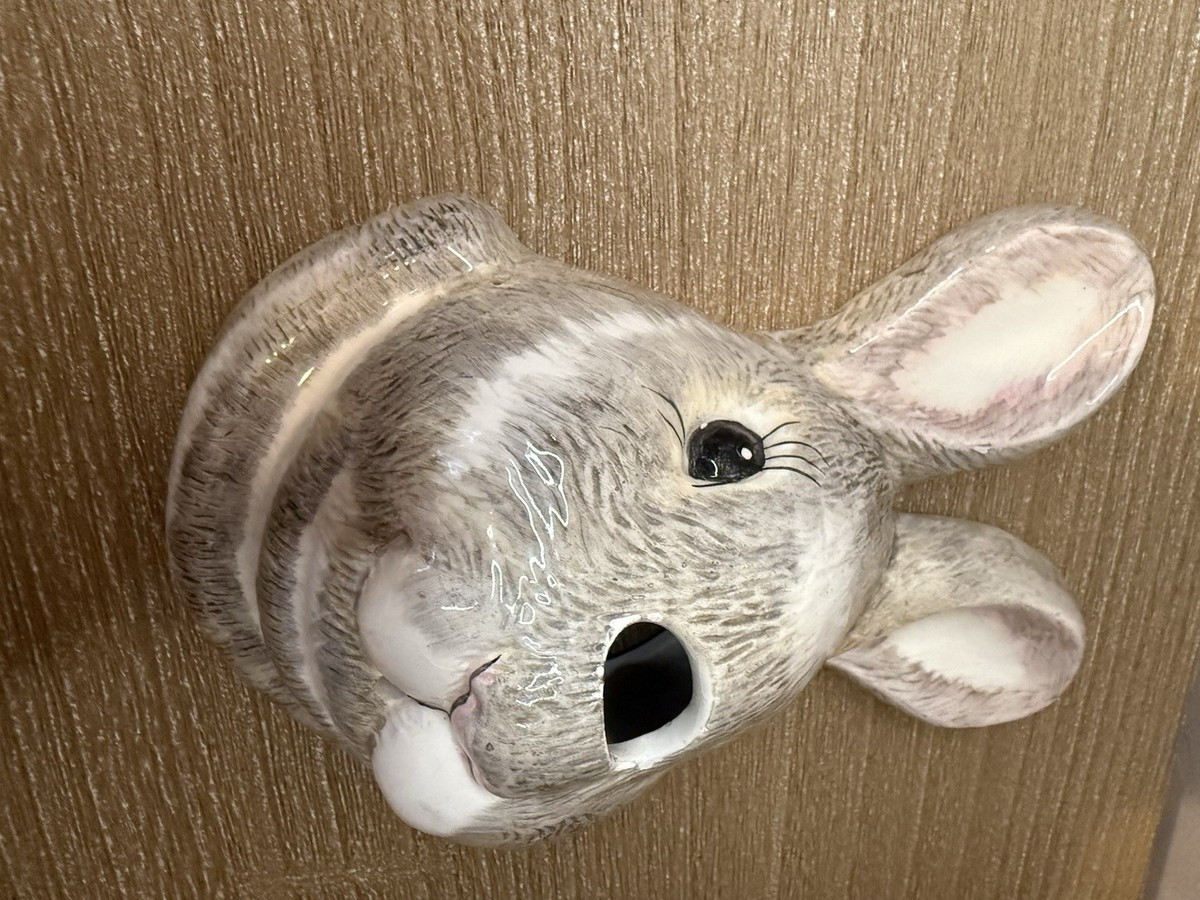 Vintage Bunny Rabbit Ceramic String/ Scissor Holder Wall | eBay US