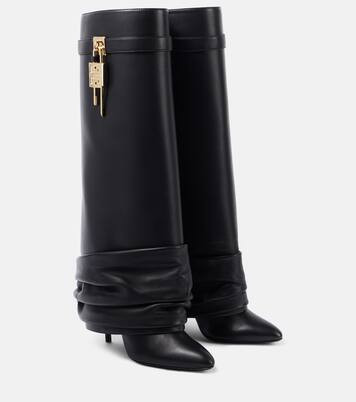 Shark Lock Stiletto leather knee-high boots | Mytheresa (US/CA)