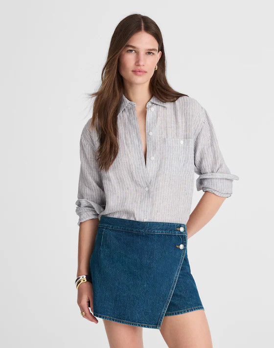 Denim Wrap Mini Skort in Lambertville Wash | Madewell