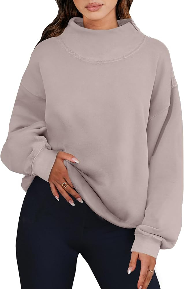 ANRABESS Womens Oversized Sweatshirts Turtleneck Pullover Long Sleeve Hoodies Tops 2024 Fall Fash... | Amazon (US)