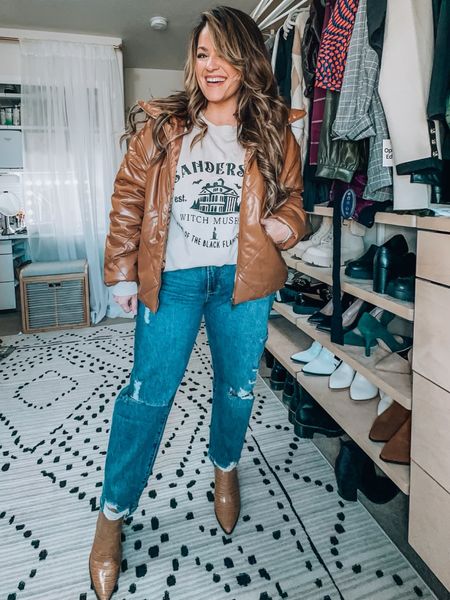 Fall fashion inspo - midsize outfit inspo - size 14 - curvy girl 

USE CODE: 20TARYN 

Sweatshirt - sized up to XXL for looser fit
Jeans - no stretch | size up | wearing a 17 for loose fit
Boots - size up if between sizes
Faux leather puffer - sized up to XXL for room to layer

#LTKHalloween #LTKstyletip #LTKcurves