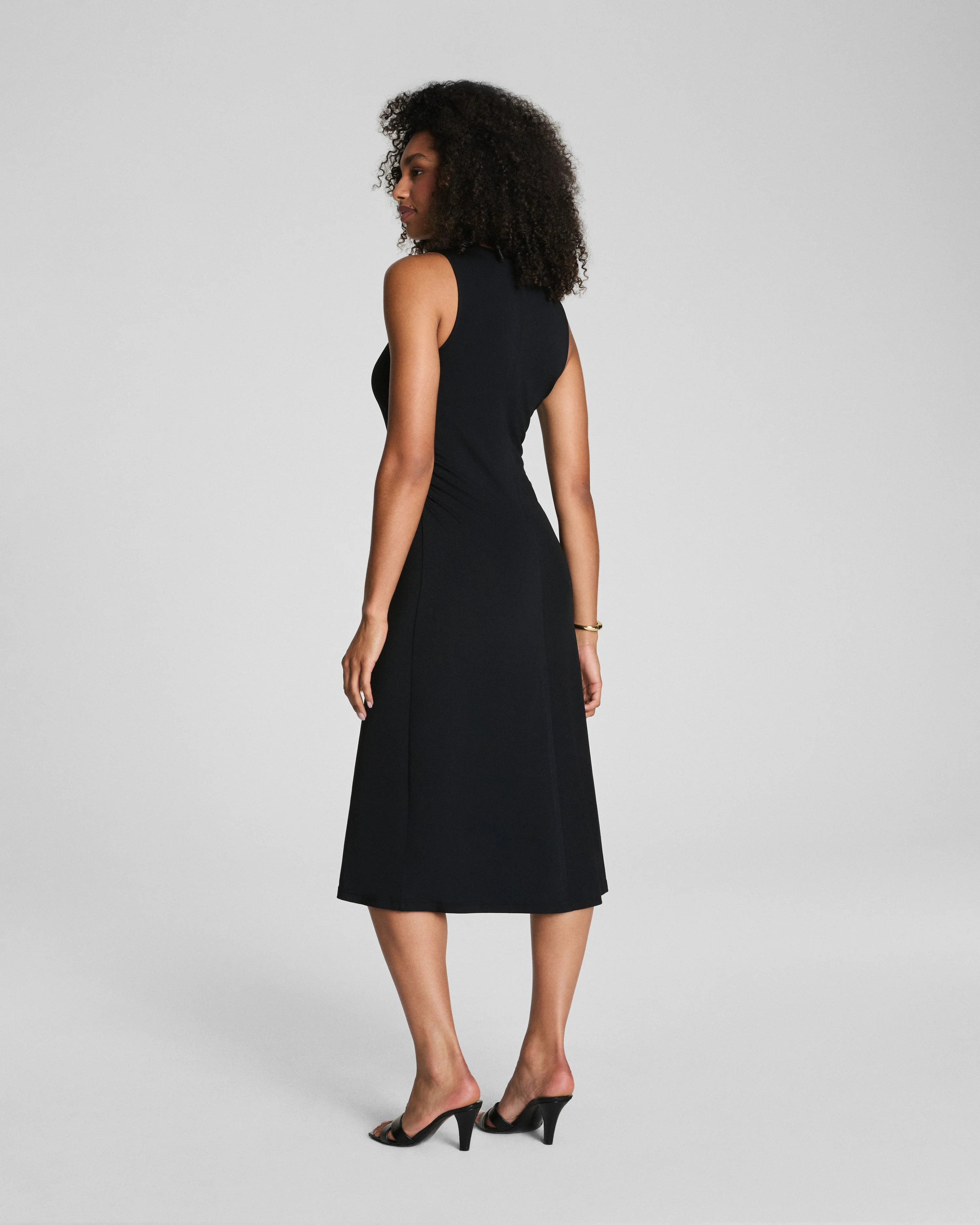 SPANX® Sleek Jersey Crewneck Ruched Midi Dress | Spanx