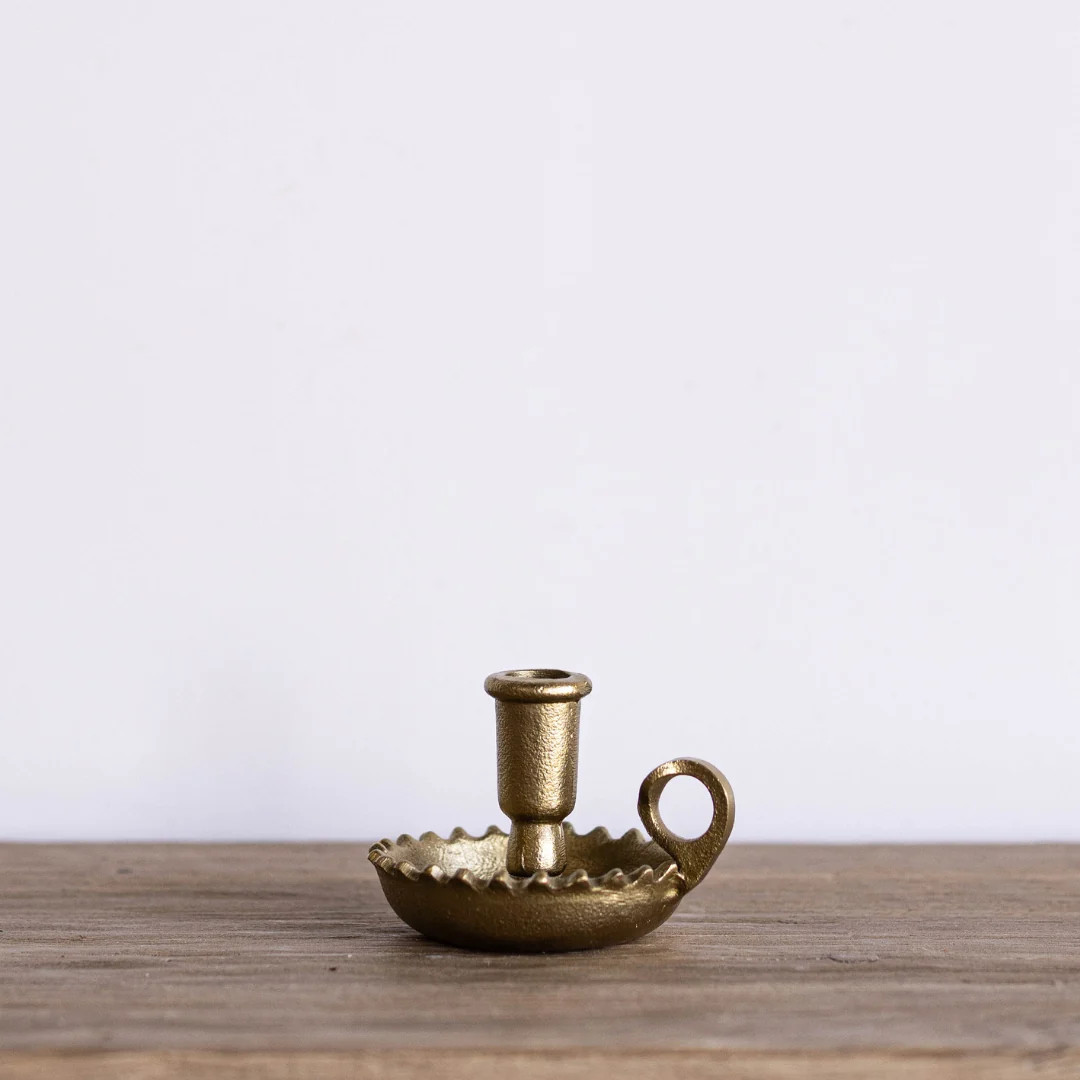 Scalloped Gold Taper Candle Holder | luxe bCO