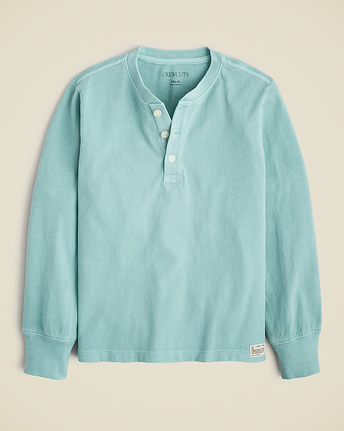 Kids' long-sleeve garment-dyed henley T-shirt in vintage jersey | J. Crew US