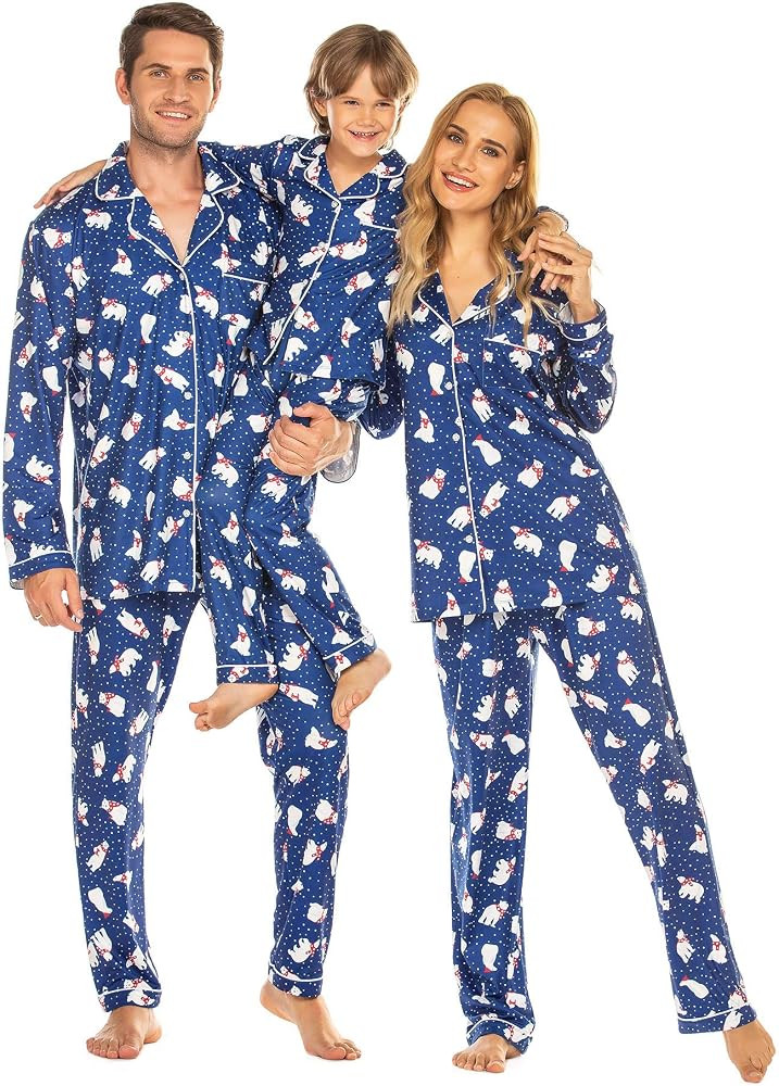 Ekouaer Christmas Family Matching Pajamas Long Sleeve Button Down Pj Set Festival Party Sleepwear | Amazon (US)
