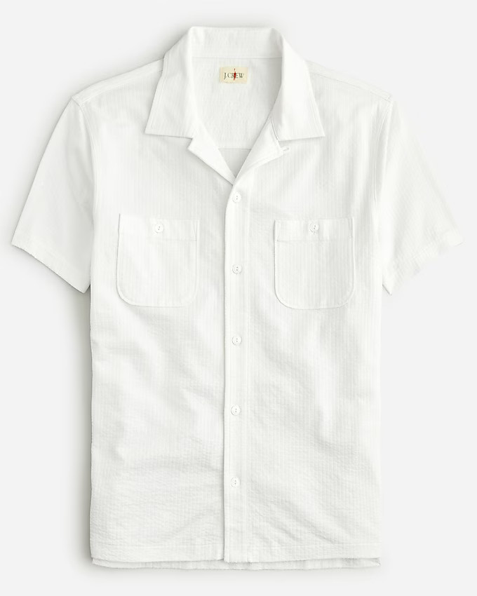 Knit seersucker camp-collar shirt | J. Crew US