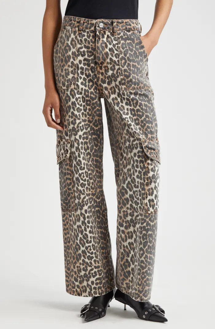 Ganni Angi Leopard Print Cargo Jeans | Nordstrom | Nordstrom