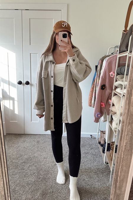 wearing small in jacket/shacket, one of my favorite layers & so comfy, color is stone 
super soft nursing tank, wearing a small 
Aligns tts

Postpartum
Nursing friendly 
Fall outfit 

#LTKSeasonal