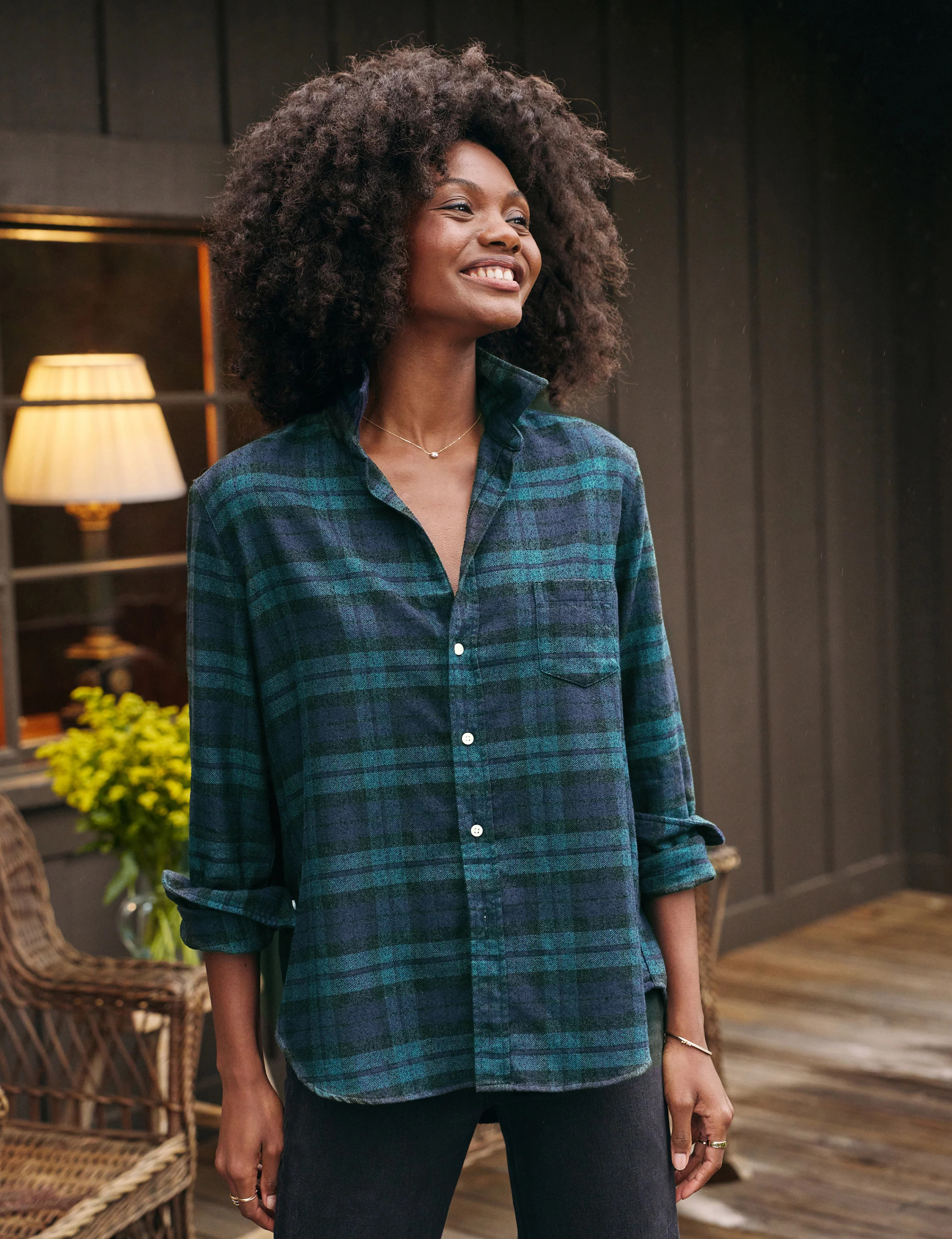 EILEEN Evergreen and Navy Plaid, Flannel | Frank & Eileen
