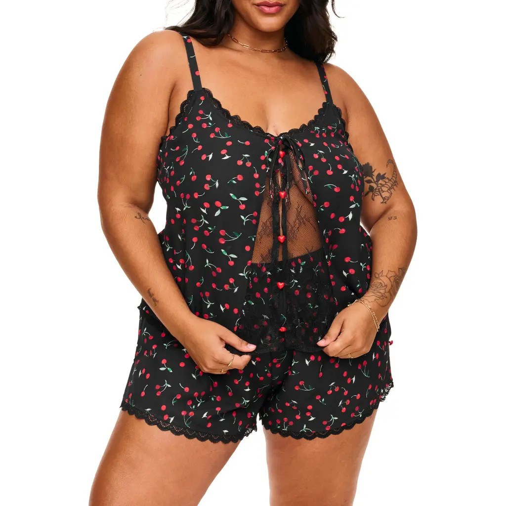 Adore Me Kiora Cami And Shorts Pajama Set in Novelty Black at Nordstrom, Size 3 X | Nordstrom